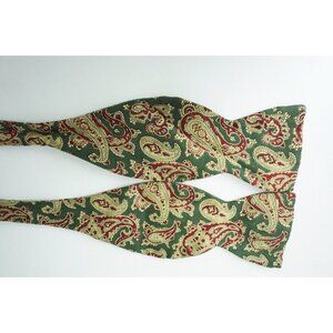 Keys & Lockwood Green Beige Red Paisley Bow Tie